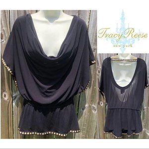 Tracy Reese Studded Black Blouse S
